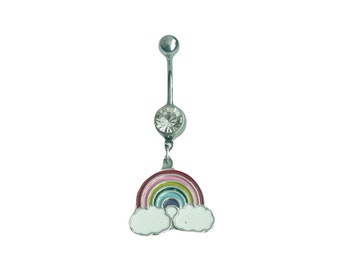 Rainbow belly bar, rainbow jewellery, lgbt belly button ring, lgbt body jewelry, rainbow belly button ring, rainbow gift,