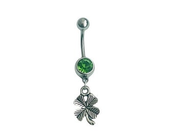 Clover belly button ring, Clover belly bar, clover body jewellery,  clover jewellery, clover gift, clover lovers