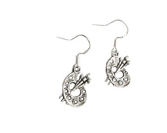 artist earrings, artist gifts, art earrings silver, art earrings, paint earrings, artist jewellery, art student gift, painter earring, paint
