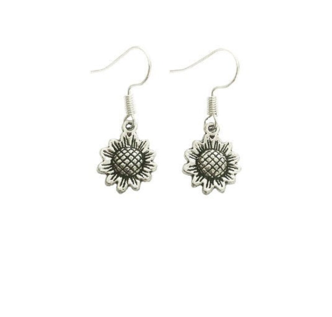 Sunflower Earrings Dangle Earrings Sunflower Jewellery Etsy