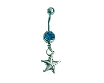 Starfish belly button ring, starfish belly bar, starfish body jewellery, starfish jewellery, starfish gift, starfish lovers, sea gifts,