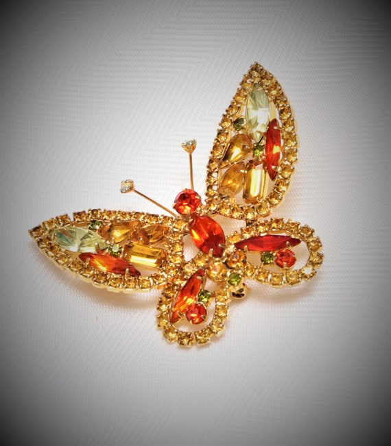 Spectacular JULIANA / D & E Butterfly Brooch – Fa… - image 1