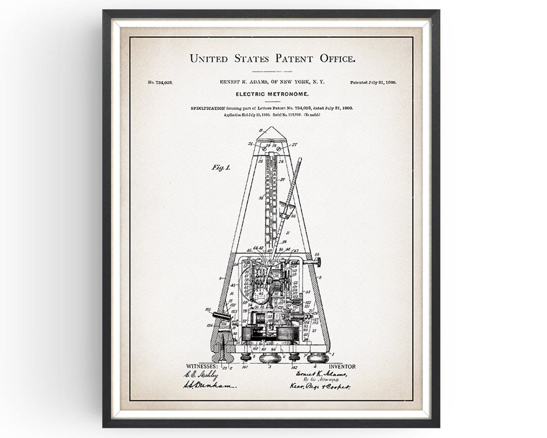 METRONOME 1903 Patent Print Electric Metronome Art Metronome Gift Vintage Metronome Metronome