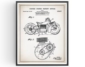 Indian Motorcycle Shaft Drive Patent Print - Motorcycle Art - Vintage Motorcycle - Mechanic Gift - Biker Gift - unframed