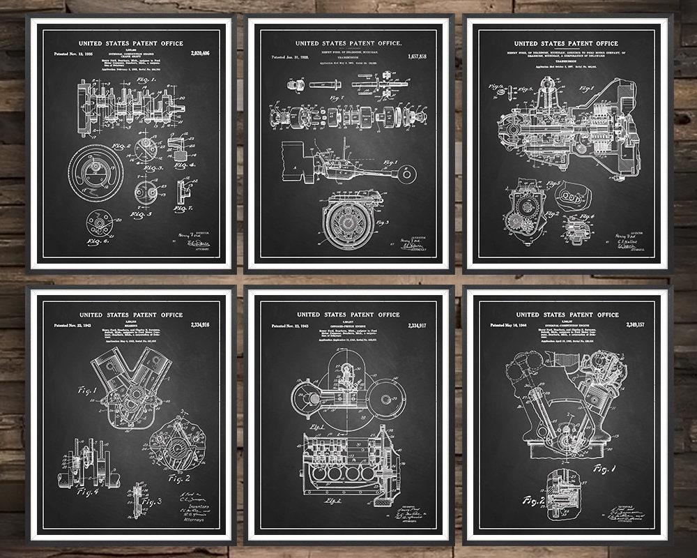 Henry Ford Patent Print Set of 6 Ford Motors Car Lover - Etsy