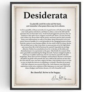 Impression Desiderata Poème Desiderata Poster Desiderata Cadeau de remise des diplômes Citation inspirante Impression littéraire Décoration d'intérieur Sans cadre Light Ivory