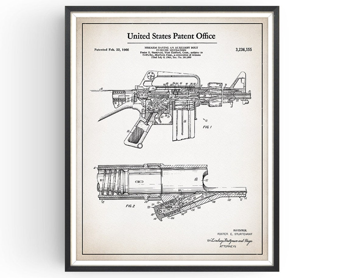 COLT AR-15 GUN 1966 Patent Print Firearm Print Vintage - Etsy