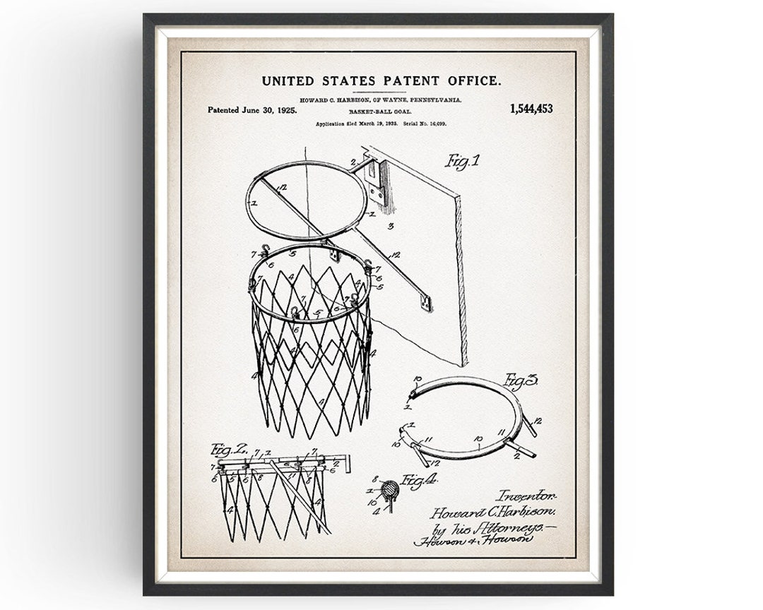Basketball Net Patent Print Basketball Hoop Print Basketball Art Sports
