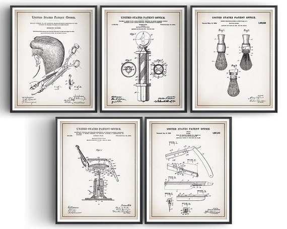 Unframed Barbers Pole Patent Print Hipster Poster Beard Shave Wall Art Gift