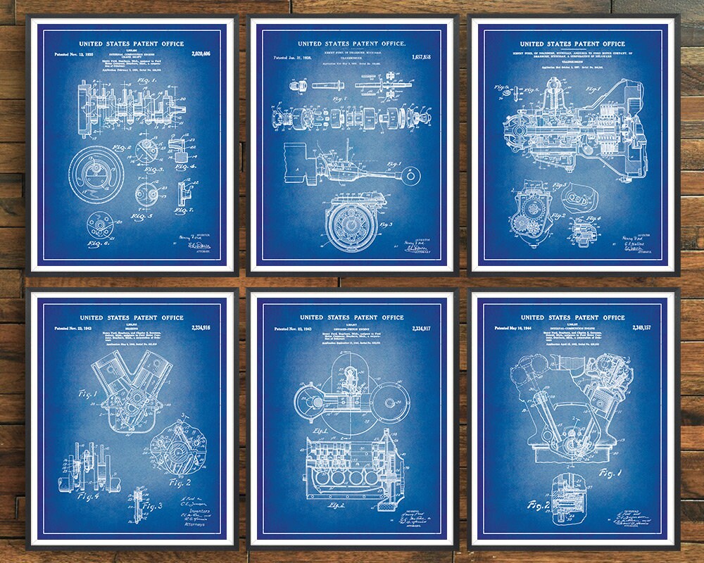 Henry Ford Patent Print Set of 6 Ford Motors Car Lover - Etsy
