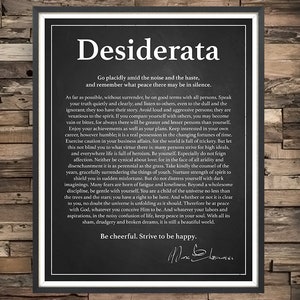 Impression Desiderata Poème Desiderata Poster Desiderata Cadeau de remise des diplômes Citation inspirante Impression littéraire Décoration d'intérieur Sans cadre Chalkboard