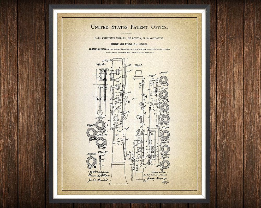 OBOE 1888 Patent Print English Horn Art Oboe Gift Etsy UK