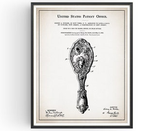 Hairbrush Print - Patent Print - Beauty Hairbrush - Hair Stylist Gift - Hair Dresser Gift - Salon Decor - Bathroom Print - Unframed