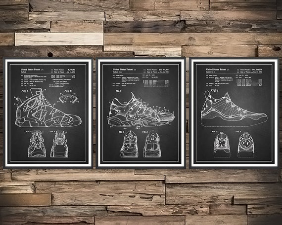 NIKE Air Jordan Patent Prints Set of 3 vintage Nike Nike Art Air Jordan Nike  Trainers Nike Sneakers Fashion Decor Unframed -  France