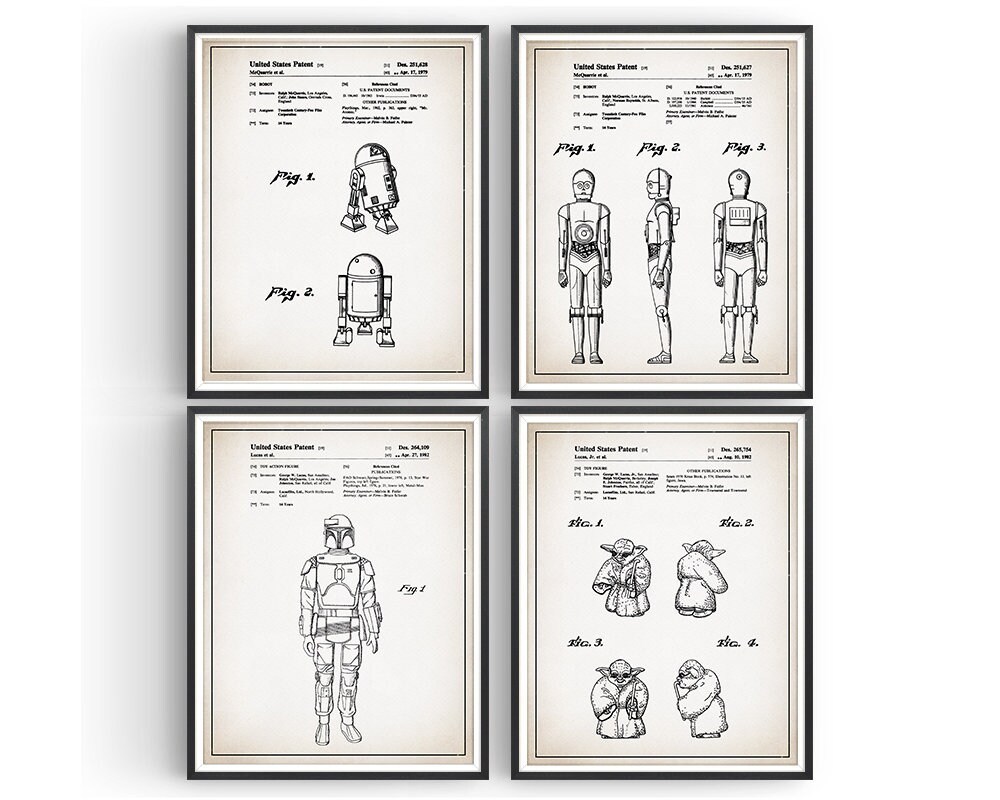 Star Wars Patent Prints Set of 4 Star Wars Print Star | Etsy