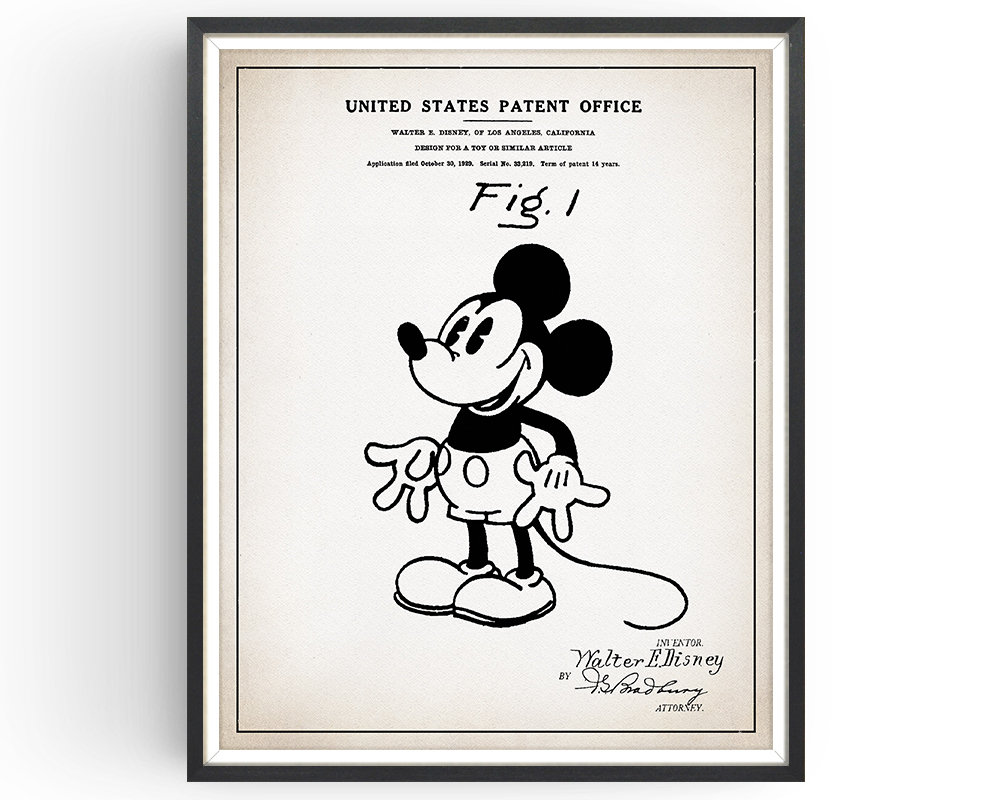 60年代　ミッキーマウス レトロイラスト 木製フレーム　Mickey ミッキーマウス クラッシック（ディズニー） 額装品 ウッド