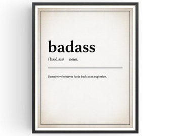 Badass - Badass Definition - Minimalist - Funny Art Print - Dictionary Art Print - Funny Office Decor - Badass Gifts - Unframed