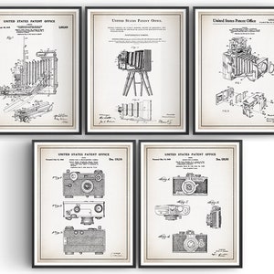 Camera - Set of 5 - Photographic Camera - Patent Print -  Photographer - Videographer - Photographer Gift - Photography Gift - Unframed