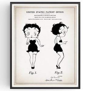 Betty Boop Patent Print - Betty Boop Print - Cartoon Art - Retro Poster - Vintage Gift - 30s Cinema - Unframed