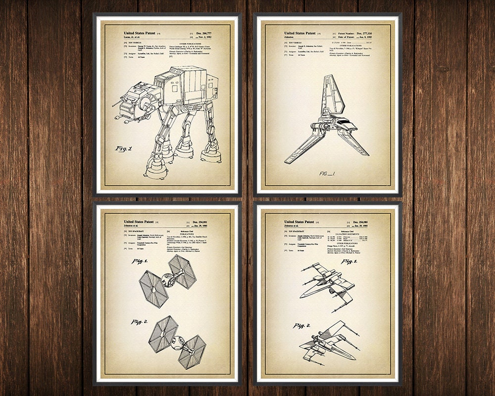 Chancertons Star Vessel Patent Art Prints - Vintage Star Wars Art - Star  Wars Gifts for Men - Star Wars Art - Star Wars Decor for Adult Nerd Geek