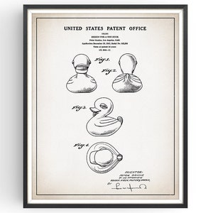 TOY DUCK - 1947 - Patent Print - Bathroom Decor - Funny Print - Humorous Toilet Art - Rubber Duck Art - Bathtime duck - Unframed