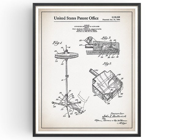 Ludwig Drums Set of 2 Patent Prints Drummer Decor Vintage Poster Wall Art Gift