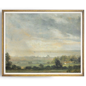 Landscape Painting - Country Landscape c. 1800 - Farmhouse Decor - Cottage Decor - Fine Art Print - Unframed - PL113