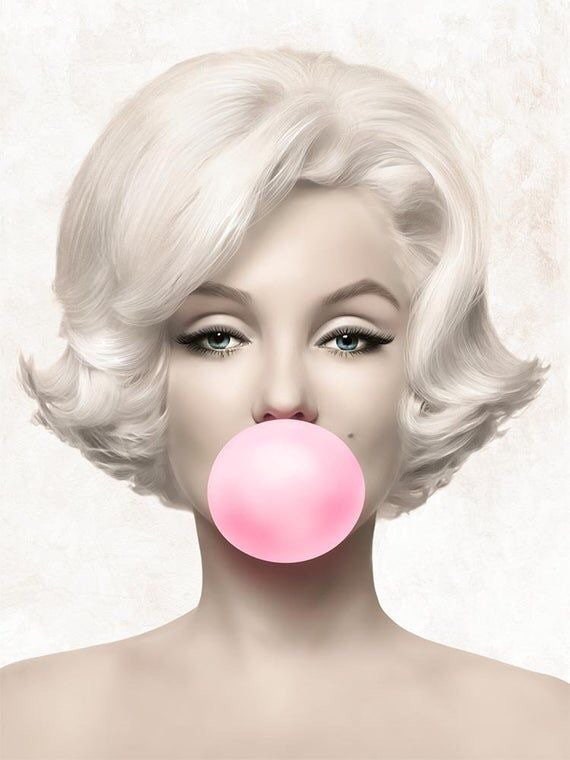 Audrey Hepburn and Marilyn Monroe Brigitte Bubble Gum Chewing | Etsy