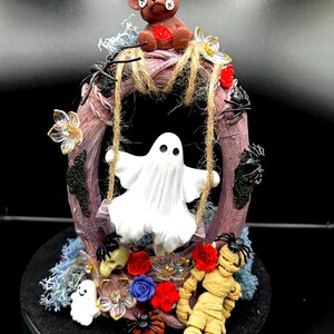 Halloween Ghost on a swing haunted forest scene home or office decor any age gift any occasion