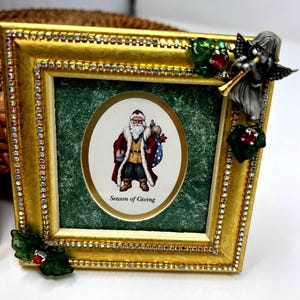 Vintage Santa Framed Pictures Upscaled Holiday Decor (Set of 2) anytime gift any occasion home or office decor