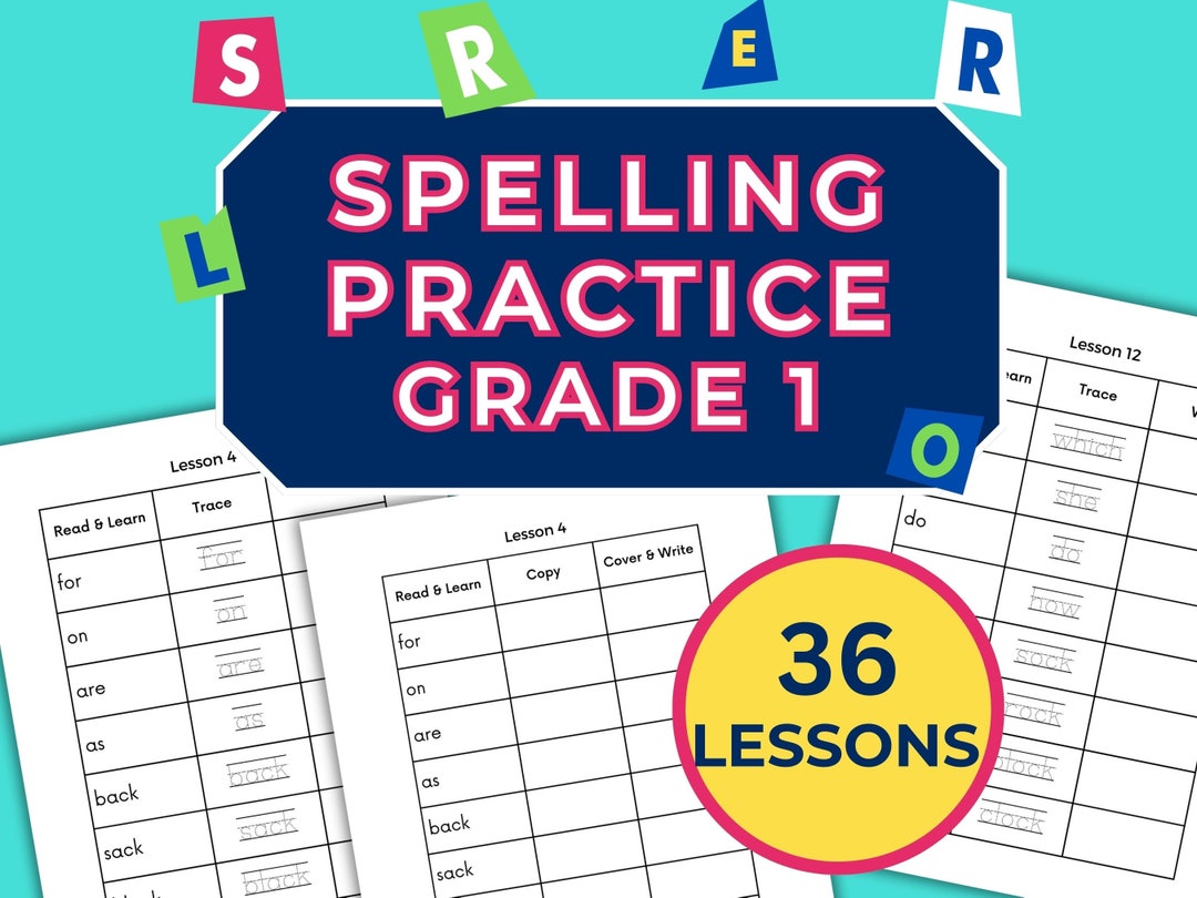 Grade 1 Spelling Worksheets – 36 Printable Lessons (digital Download ...