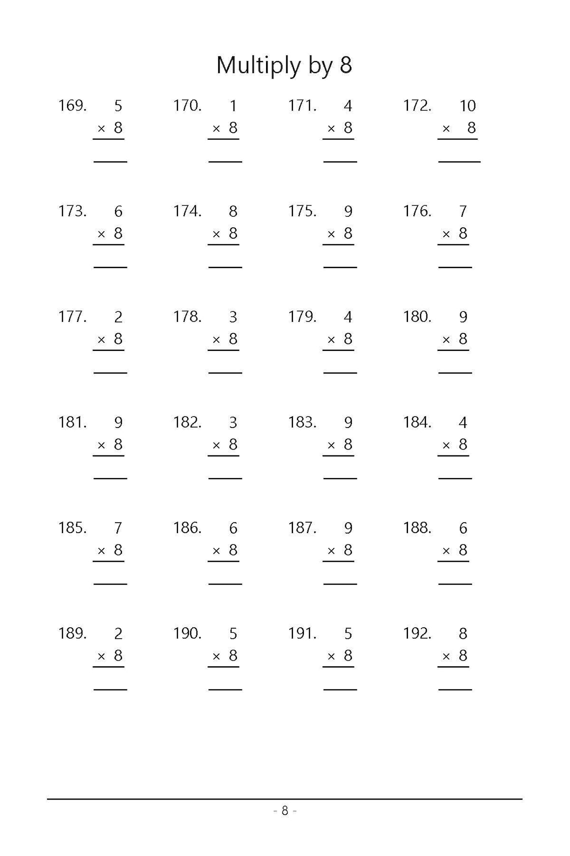 Multiplication Times Tables Worksheets. Worksheets for Practicing ...