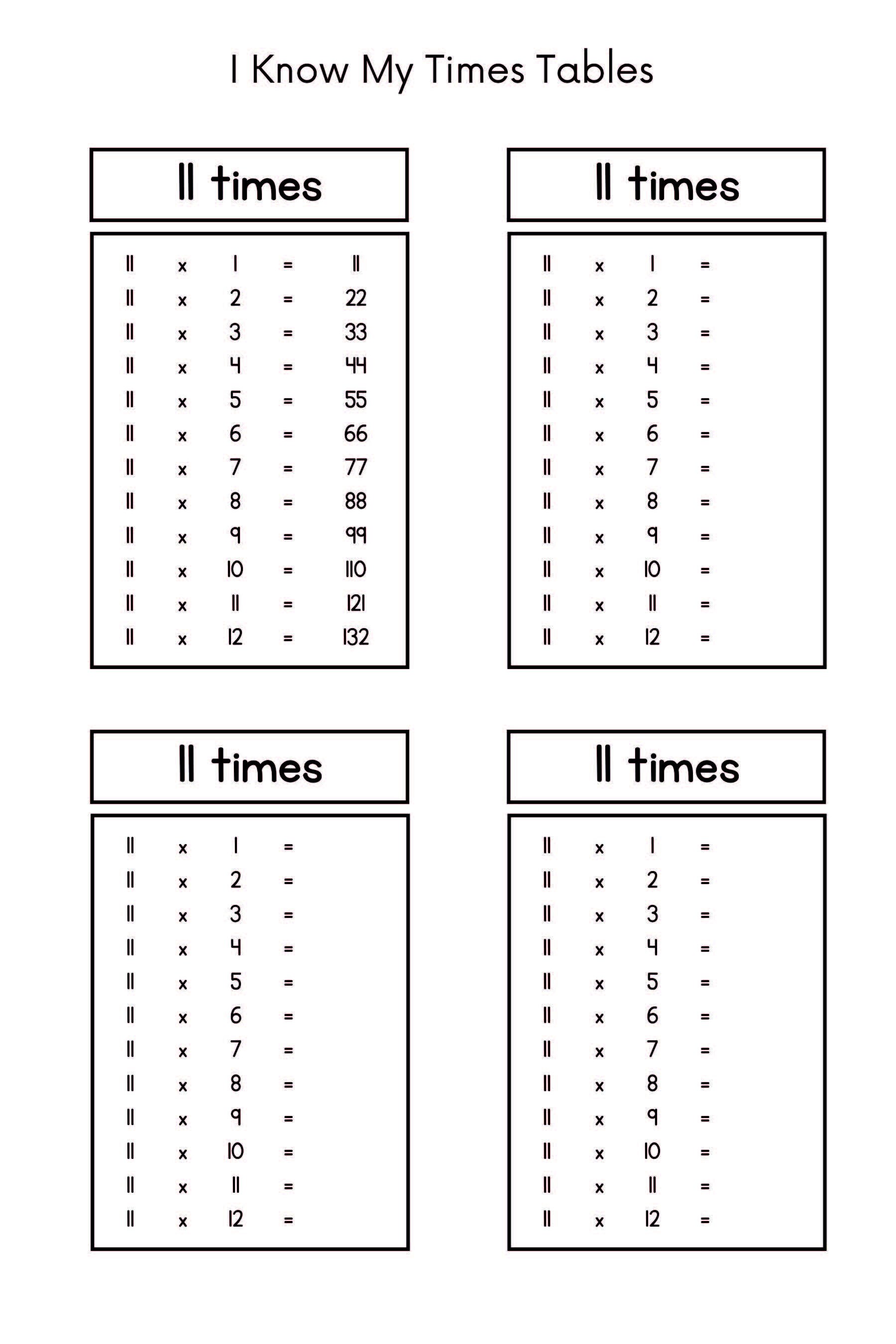 Multiplication Times Tables Worksheets. Worksheets for Practicing ...