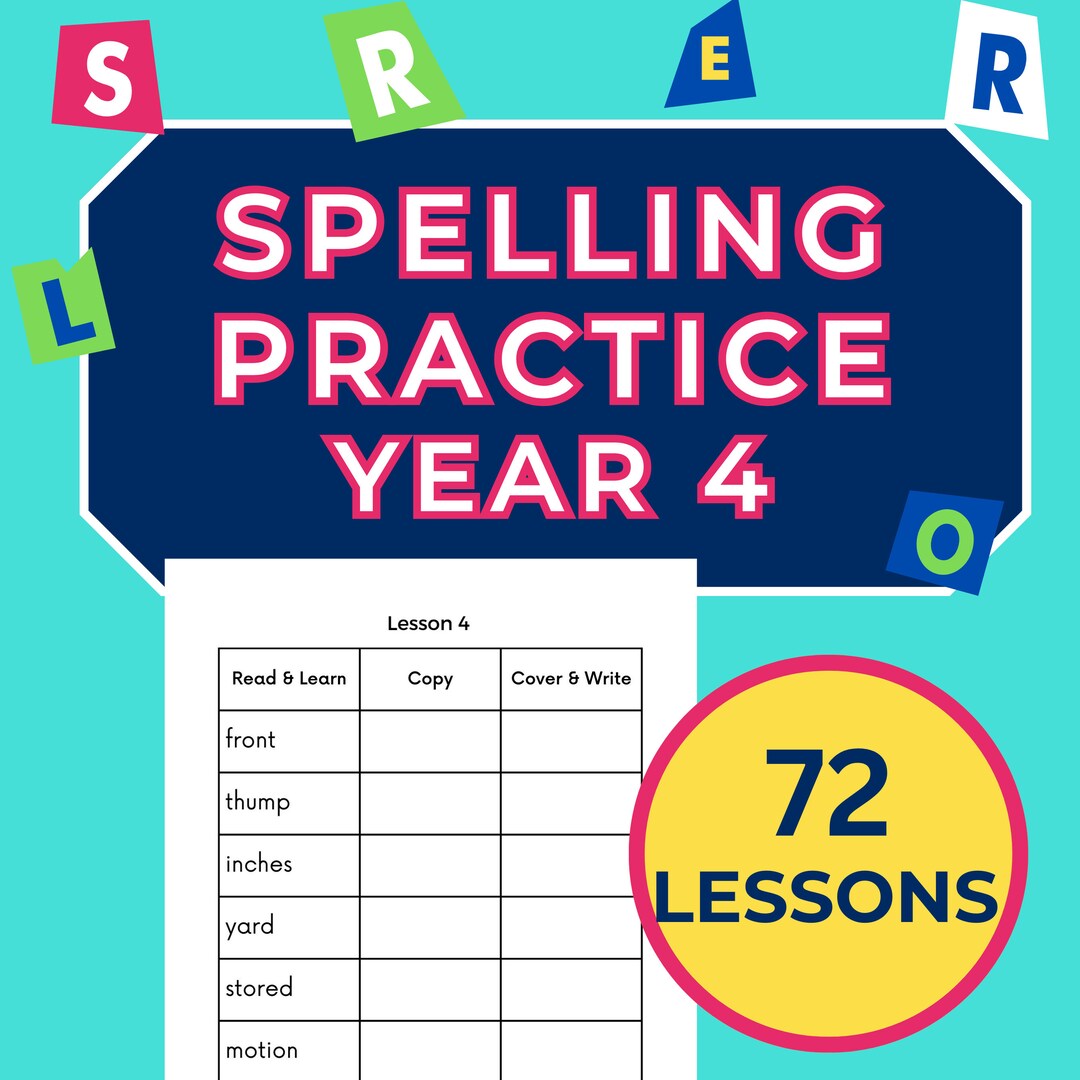 spelling-practice-worksheets-for-year-4-ages-7-to-8-etsy