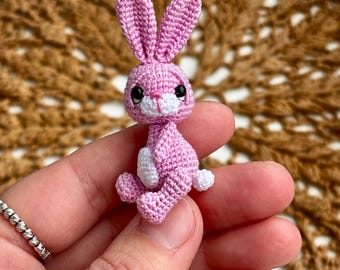 Bunny - Micro crochet Rabbit- Amigurumi Collectible & Gift - Pet for Blythe