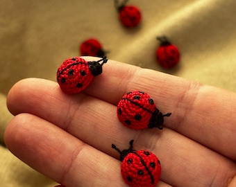 Mini häkeln Marienkäfer - Set von 3 - Handgemachter Amigurumi Charm