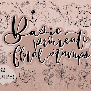 Procreate Blumen Stempel und Greenery - 32 Stempel inklusive! Digitale herunterladbare Stempel