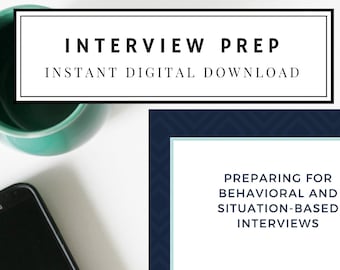 Situational and behavioral interview worksheet bundle, interview preparation, digital download