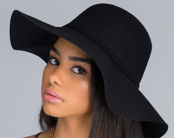 Versatile Black Wide Brim Hat, Made in Italy, Packable  display picture 3