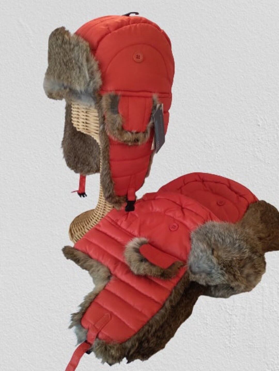 Winter Aviator - Rabbit Fur - Tangerine - Etsy display picture 2