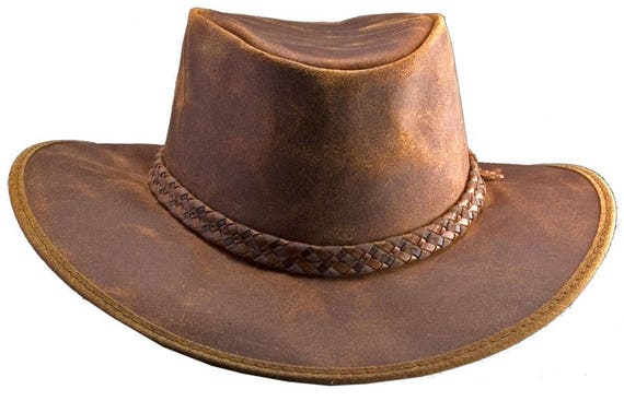 leather crusher hat