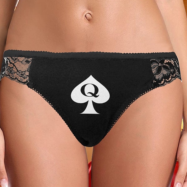 Queen of Spades Women's Black Lace Panties - BBC Only Panty, Hotwife Panties, Hotwife clothing. Cuckold Fantasy wear, Hot Wife underwear.