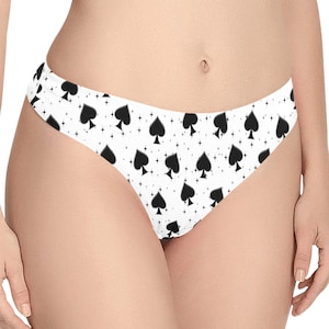 Spades and Stars White Thong: Hotwife Panties, Cuckold Fantasy