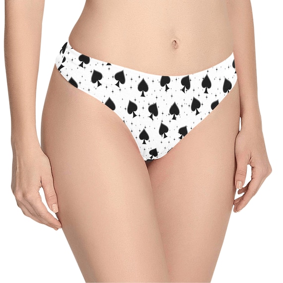 Spades and Stars Women's White Thong. BBC Only Underwear Etsy