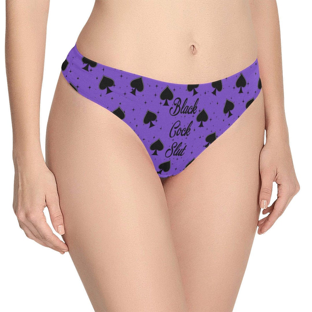 Black Cock Slut Womens Purple Thong image