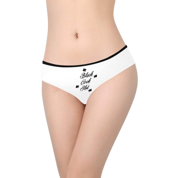Queen of Spades Women's White Hipster Panties Black Cock Slut, BBC Only  Panty, Hotwife Panties, Hotwife Clothing. Cuckold Fantasy Wear. 