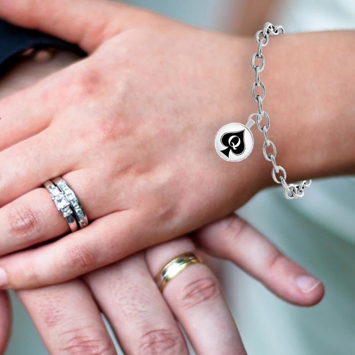 Queen of Spades Bracelet. Polished Aluminum Bracelet. Hotwife Etsy