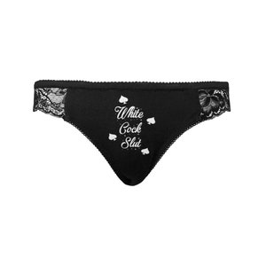 White Cock Slut Women's Black Lace Panties - Etsy