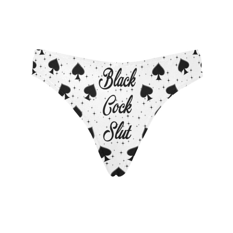 Black Cock Slut Womens White Thong Queen Of Spades Bbc Etsy