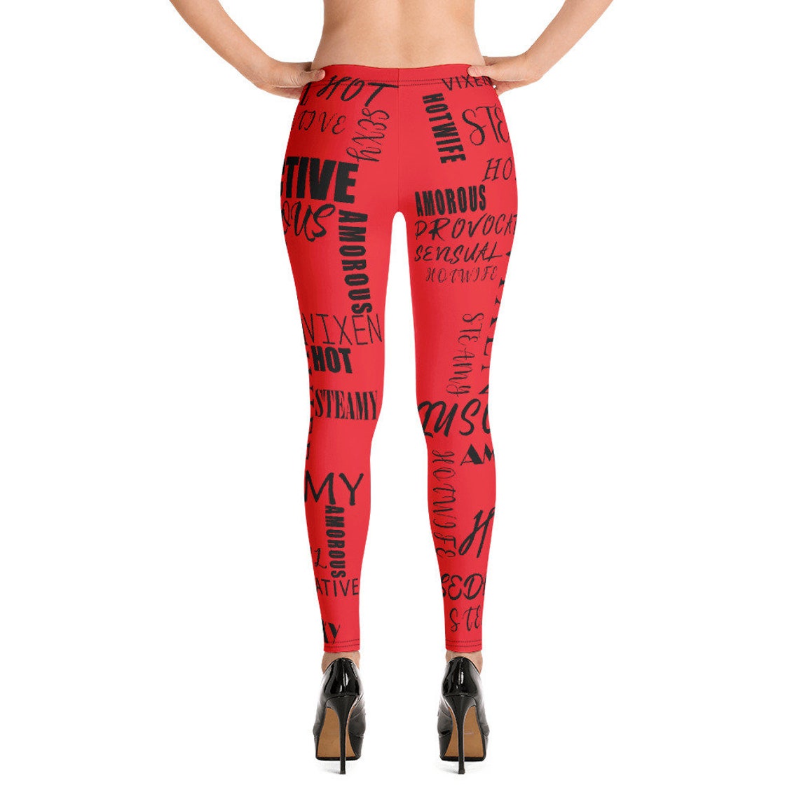 Sexy Hotwife Leggings in Red & Black. Hotwife vixen leggins | Etsy